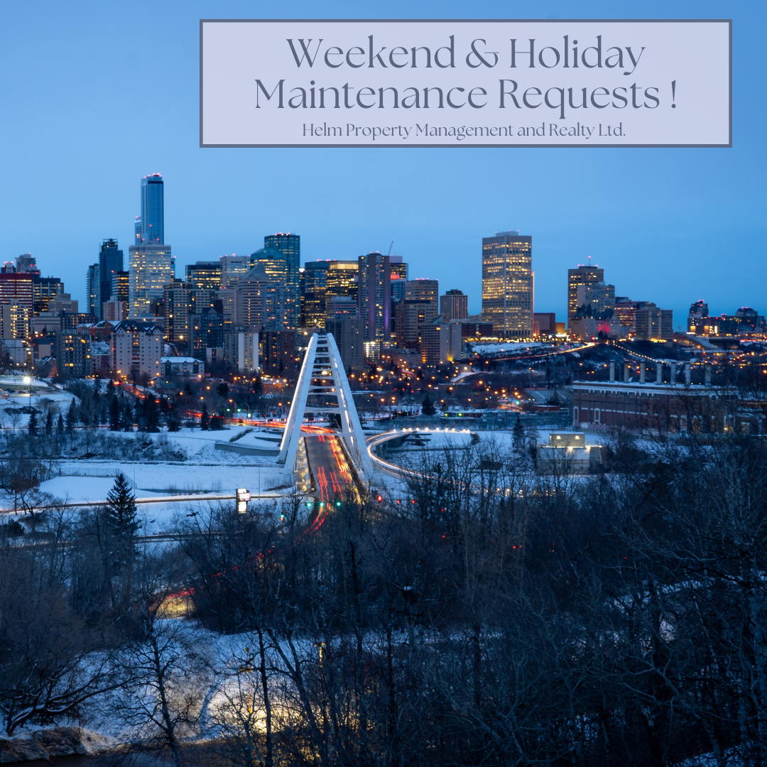 View of Edmonton city skyline during winter with the Walterdale Bridge illuminated in the evening.